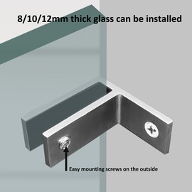 Glass Clamp - 2PCS Glass Bracket for 8 - 12mm Tempered Glass , Stainless Steel 304 Flat back Round Glass Clip Polished for BalustradeStaircaseHandrail , Glass Holder Metal Casting (Silvery, 00)