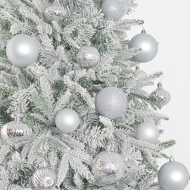KI Store Silver Christmas Baubles 30pcs 60mm Shatterproof Christmas Tree Decoration Ornaments