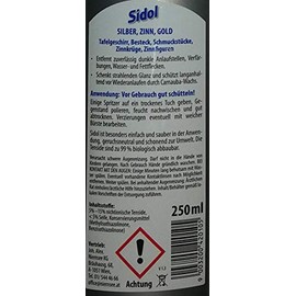 SIDOL Silver Pewter Gold 250 ml Thoroughly Cleans Tableware, Cutlery, Jewellery, Tin Jugs, Pewter Figures, Chrome Surfaces and Much More Without Scratching