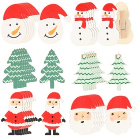 com-four® 48 x Decorative Christmas Pegs - Wooden Pegs for Photos, Christmas Decoration - Clips with Christmas Figures - Decorative Pegs Wooden Clothes Pegs [Selection Varies] (48 Pieces - Clips - Mix