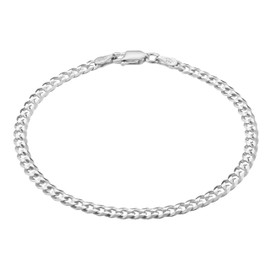 KISPER Silver Bracelets for Men and Women – 925 Sterling Silver Chain Bracelet, 3.5mm Diamond-Cut Italian Curb Link with Lobster Clasp – Made in Italy, 8 inches
