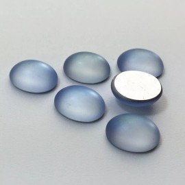 Yummy Treasures Vintage Matte Light Sapphire Blue Glass Cabochons 10x8mm (6) cab869A