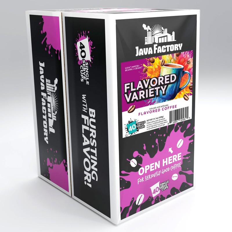 Java Factory Flavored Coffee Pods, Assorted Sampler, Variety Pack, Compatible