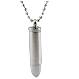Unbranded Bullet Pendant Necklace Stainless Steel Silver Bullet Chain Gifts for Men Women - Big Bullet