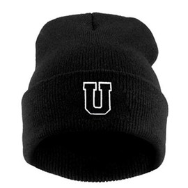 MFAZ Morefaz Ltd Kids Winter Beanie Hat Boy Girl Cap Worm Hats Children School Youth Sport Alphabet A-Z (U)
