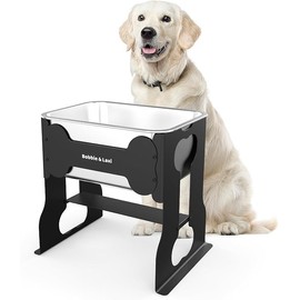 2.4 Gallon Elevated Large Dog Water Bowl,14" Raised Stainless Steel Bowl with Stand for Large Breed, Full Metal Dog Feeding Station for Relief Joint Pressure, Easy Clean for Indoor & Outdoor Uses
