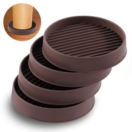 Rustark 4 Pieces 75 mm 3 Inch Brown Round Rubber Caster Cups Non Slip Furniture Square Pads Coasters Square Pads Hardwoods Floor Protectors, Non Skid Square Furniture Feet Caps for Bed Couch Tables