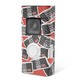 MightySkins Carbon Fiber Skin Compatible with Ring Video Doorbell Plus - Retro Controllers 3 | Protective, Durable Textured Carbon Fiber Finish | Easy to Apply