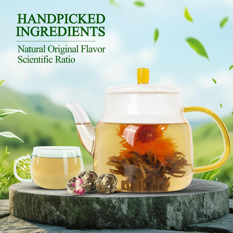 Blooming Flower Tea Gift Set,12 Unique Herbal Flowering Green Tea