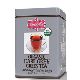 Brew La La Organic Earl Grey Green Tea - 50 Tea Bag Tin - Low Caffeine - USDA Certified Organic