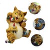 BESPORTBLE Resin Cat Eating Gnomes Statue Unique Cat Figurine for