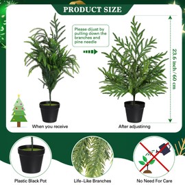 Jutom 5 Pcs Artificial Norfolk Pine Tree Plant and Garlands, Faux Norfolk Pine Wreath for Front Door, Winter Norfolk Pine Stems Wreath Greenery for Home Outdoor Christmas Decorations