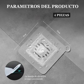 DOMOKO 4 Piezas Tapón de Silicona para Desagüe de Suelo, Tapa de Drenaje Cuadrada, Cubierta Desodorizante de Alcantarillado, Tapones de Drenaje Anti Olor para El Baño y Cocina