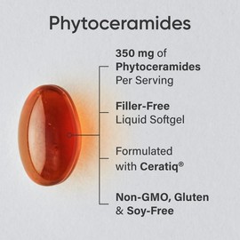 Phytoceramides 350mg per softgel - Plant Derived Ceramides - Non GMO with No Fillers or Synthetic Vitamins - 30 Liquid softgels
