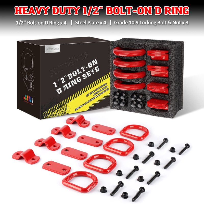 AUTOBOTS 1/2" Heavy Duty Bolt-On Forged D Ring, 12000Lbs Break