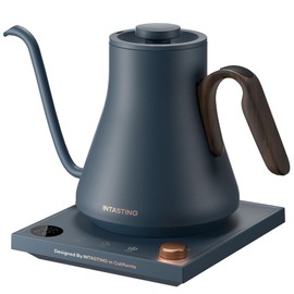 Electric Kettles, INTASTING Gooseneck Electric Kettle, ±1℉ Temperature Control, Stainless Steel Inner, Quick Heating, for Pour Over Coffee, Brew Tea, Boil Hot Water, 0.9L (Navy Blue)