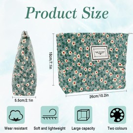 Pack of 2 Cosmetic Bag Small Women's Corduroy Toiletry Bag Makeup Bag Wash Bag with Zip Portable Travel Makeup Bag Aesthetic, multicoloured, Fashionable