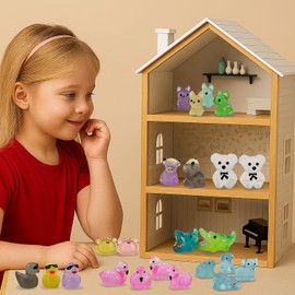 SparkleFab 110 Pcs Luminous Mini Resin Animals Tiny Resin Figurines Glow in The Dark Tiny Ducks for Fairy Garden, Miniature Accessories, Crafts, and Décor