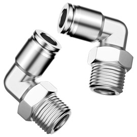 NANLACH PNEUMATIC 304 Stainless Steel Male Elbow 5/32 Inch Tube OD x 1/8 Inch NPT Thread 90 Push to Connect Tube Fitting (Pack of 2)