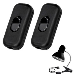 2 Pcs Black Thin Straight Insertion Torpedo Switches, Light Switch, In LineSwitch for Lamps, BlackLight Switch for Small Appliance or Lamp Accepts 2 Core Round or Flat Wire (Black)