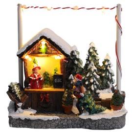 Christmas Concepts® 5"/ 13cm LED Light Up Christmas Market Scene (Christmas Tree Stand)