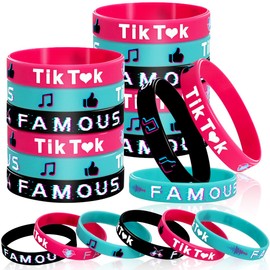 Vuzvuv 18 PCS Music Themed Party Silicone Bracelets Musical Short Video Party Rubber Wristbands Dance Challenge Party Favors Decorations Supplies for TIK Fans in Party, Celebration and Fesival