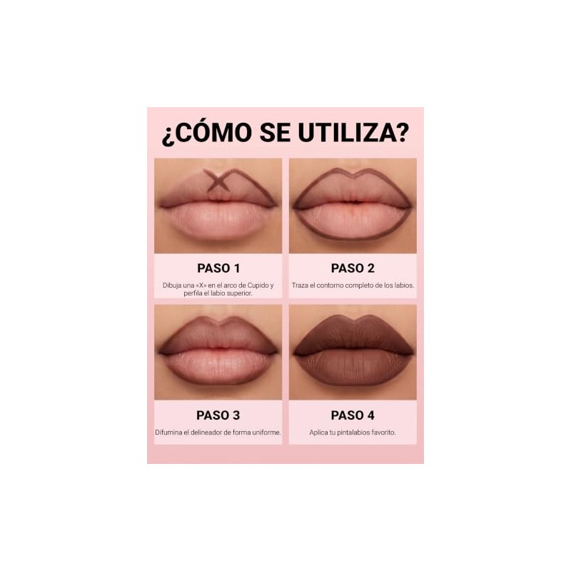 Erinde Lápiz Delineador de Labios en tono Crema Mate,Larga Duración,