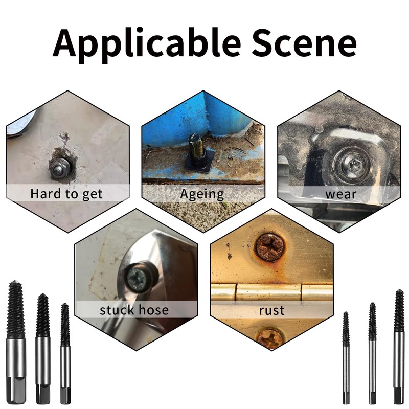 6 x Damaged Screw Extractor Sets, Easy Out Broken Bolt