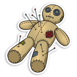 2 x 10cm Pin Cushion Voodoo Doll Vinyl Stickers - Magic Laptop Sticker #34039 (10cm Tall)
