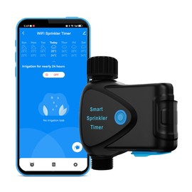 WiFi Sprinkler Timer: Smart Water Timer for Garden Hose, Automatic Irrigation Controller, App Remote Control, Weather-Based Smart Watering, Compatible with Alexa, Google Home