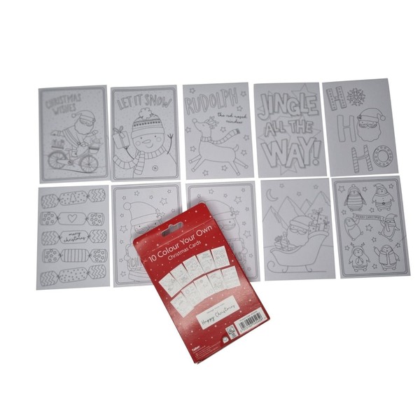10 Colour your own CHRISTMAS CARDS Colouring Craft School Friends