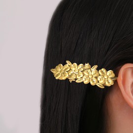 TEAMER Vintage Four Leaf Clover Hair Clip Hand Crafted Metal Ladybug Barrettes French Hairpin Elegant Hair Accessories for Women (Gold)