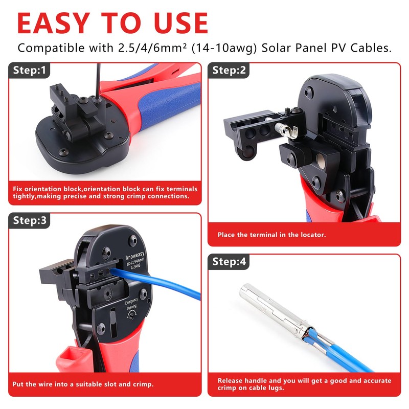 Knoweasy Upgraded Solar Crimper and A-2546B Solar Crimp Tool and