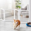 Foldable Wooden Dog Gates 82.6" Wide, 27.5" Tall Freestanding Pet