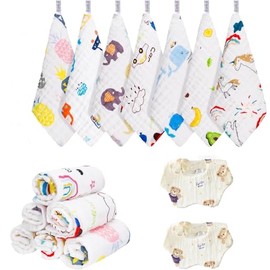 15 Pcs Paños de Muselina para Niños,con Baberos Bebe ,Trapitos para Bebé de 100% Algodón de 6 Capas, Toallitas para Bebé de Tela en 30x30cm,Suave Y Absorbente, para Piel Sensible, Recién Nacidos