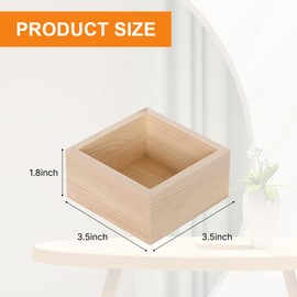 Voittozege 12 Pack Square Rustic Small Wooden Boxes, 3.5X 3.5X 1.8 Inch Unfinished Small Platane Wood Boxes for Crafts Storage Organizer Box for Collectibles, Succulents, Desktop Drawer Decor