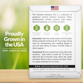 Survival Garden Seeds - Heirloom Rainbow Mix Tomato Seed for Planting - Packet with Instructions to Plant and Grow in Your Home Vegetable Garden - Non-GMO Heirloom Variety - 2 Packs