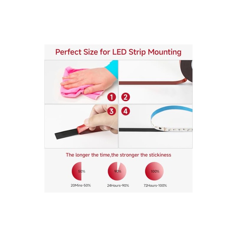 BTF-LIGHTING Cinta de doble cara de 65.6 pies de 0.47