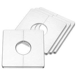 sourcing map 4Pcs ABS Plastics Square Shaped Escutcheon Plate, Wall Split Flange, 33mm Diameter Wall-Mounted Pipe Mouth Decorative Cover, Silver