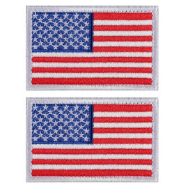 2 parches tácticos de la bandera de Estados Unidos de América, parches de emblema militar regular y inversa (borde blanco, 2 paquetes regulares)