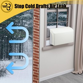 Powrocket 2 Pack Foam Block for U-Shape Window AC Units,Window AC Curtain Side Foam Block with Weather Seal Tape,Stop Cold Drafts Air Leak,Winter Summer,Compatible with Midea Window Air Conditioner