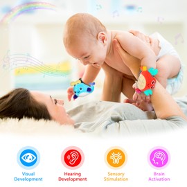 Baby Sensory Toys 0-6 Months：Baby Wrist and Ankle Rattles Foot Finder Rattle Sock Wrist Rattle ，Baby Essentials for Newborn Infant Toy Socks 0 3 6 9 12 Months Grils Boys Baby Gift