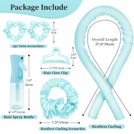 my novel things Heatless Curls for Long Hair with Hair Ties and Hair Clips Roller6-Blue