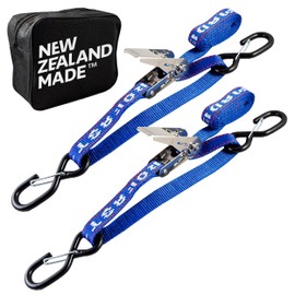 Stainless Boat Tie Down Straps to Trailer (Pack of 2) - 2,400lbs Break - 1" x 2.5’ Heavy Duty Ratchet Boat Straps UV Treated - Made in New Zealand