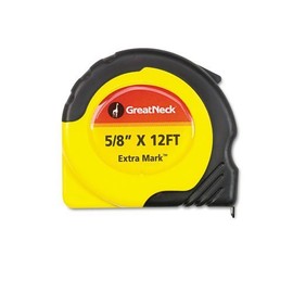 Great Neck Products - Great Neck - ExtraMark Power Tape, 5/8" x 12ft, Steel, Yellow/Black - Sold As 1 Each - Fractional marks make measuring easy. - Rubberized cover with comfort grip. - Positive lock holds blade securely. - Includes belt clip. -