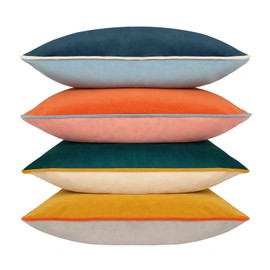 Btyrle Velvet Throw Pillow Covers 20x20 Inch Set of 4 Decorative Velour Pillowcases Modern Double-Colored Cushion Covers for Sofa Couch, Cold
