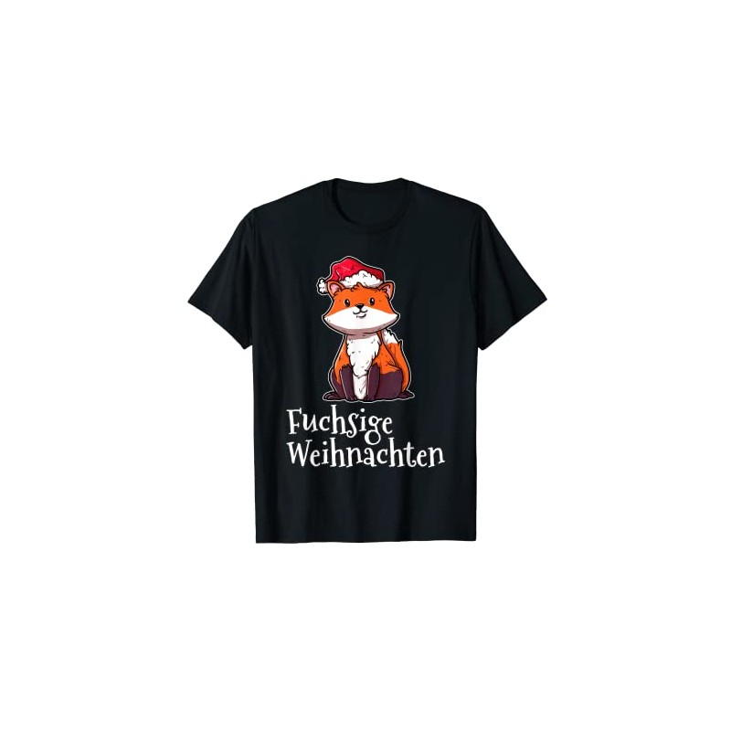 Fox Christmas Outfit Santa Hat Fox T-Shirt