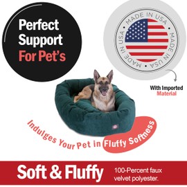 Majestic Pet 52 Inch Micro Velvet Calming Dog Bed Washable 52x35x11 (inch) – Cozy Soft Round Donut Dog Bed with Spine for Head Support -Pet Bed X- Large – Marine (2025)