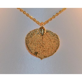 Unbranded 24kt GOLD PLATED LEAF (real Aspen leaf) with chain