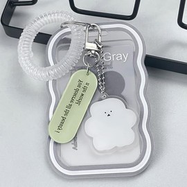 HASTHIP® Soporte para Tarjeta Fotográfica en Forma de Nube de 3 Pulgadas - Estuche Acrílico Transparente y Protector con Llavero Colgante Oso,Ideal pa